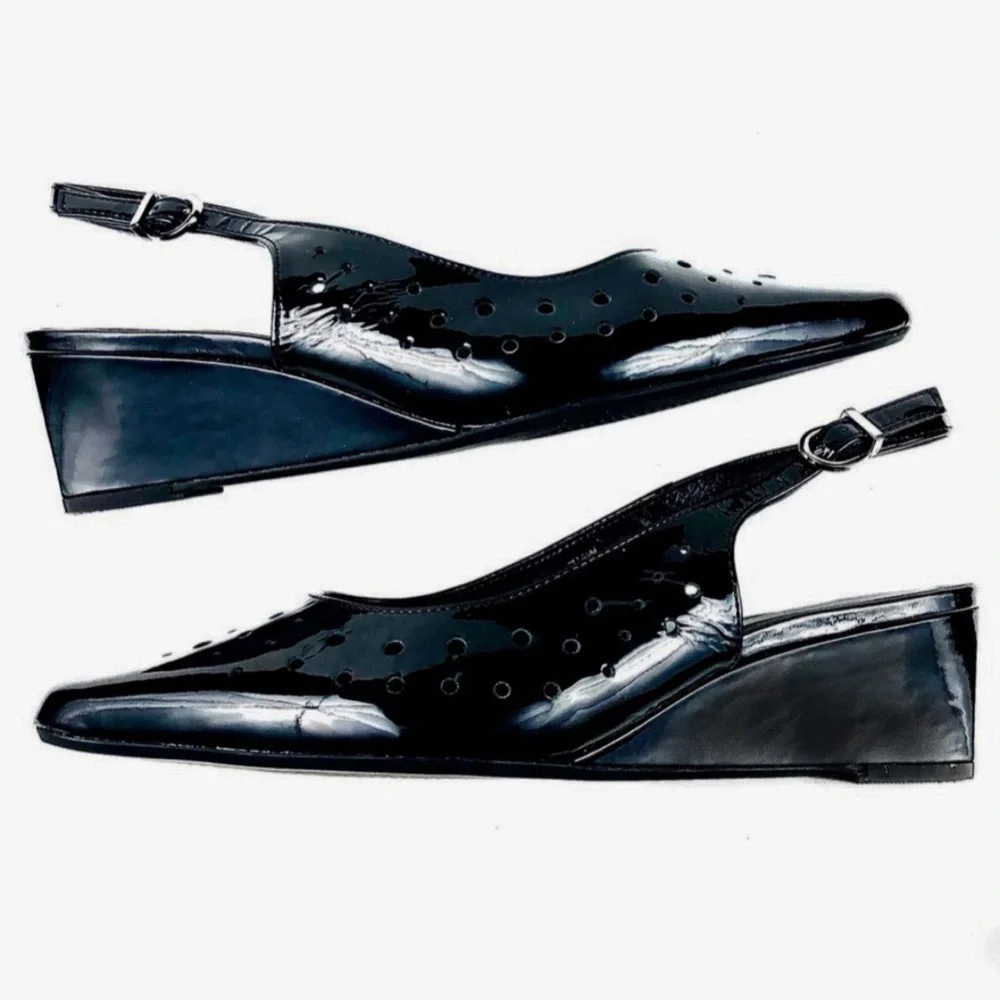 Vaneli Women Black Patent PointyToe Slingback 7.5W